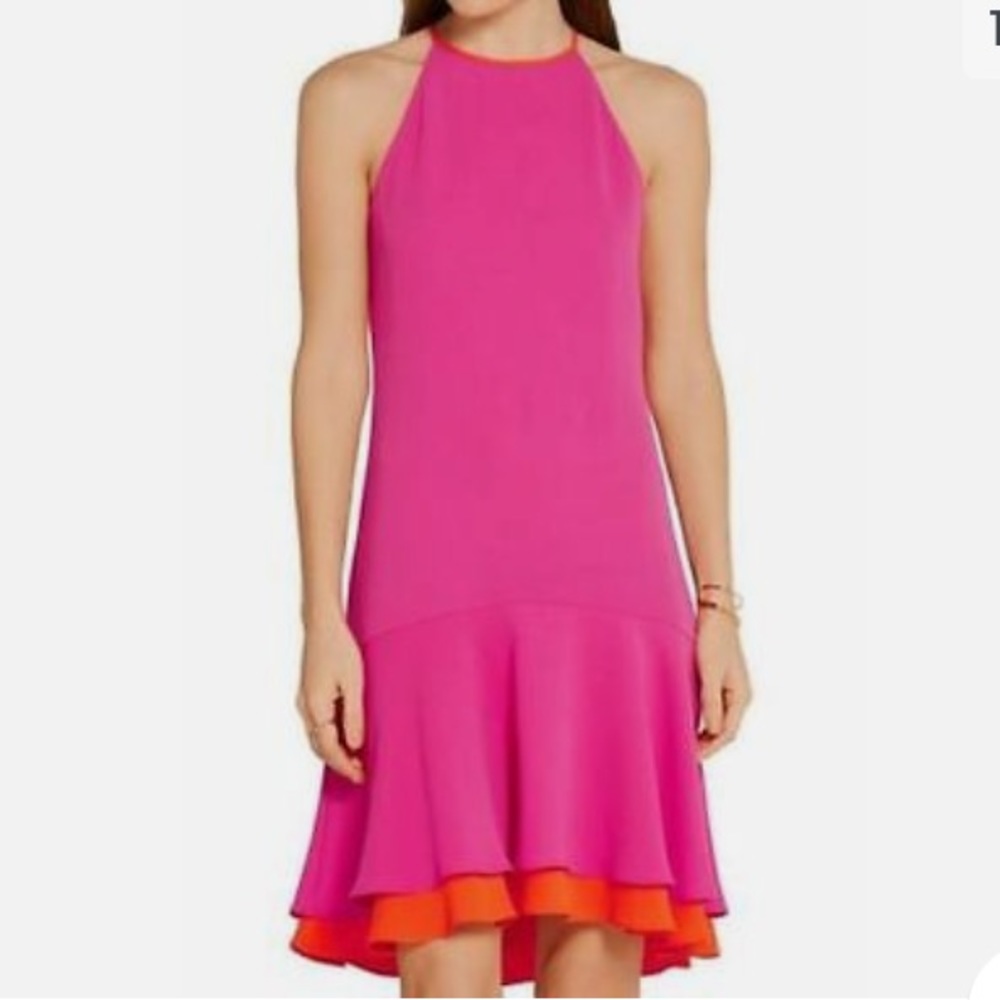 Like new DIANE VON FURSTENBERG KERA COMBO VIVID PINK ORANGE DRESS - Picture 12 of 16